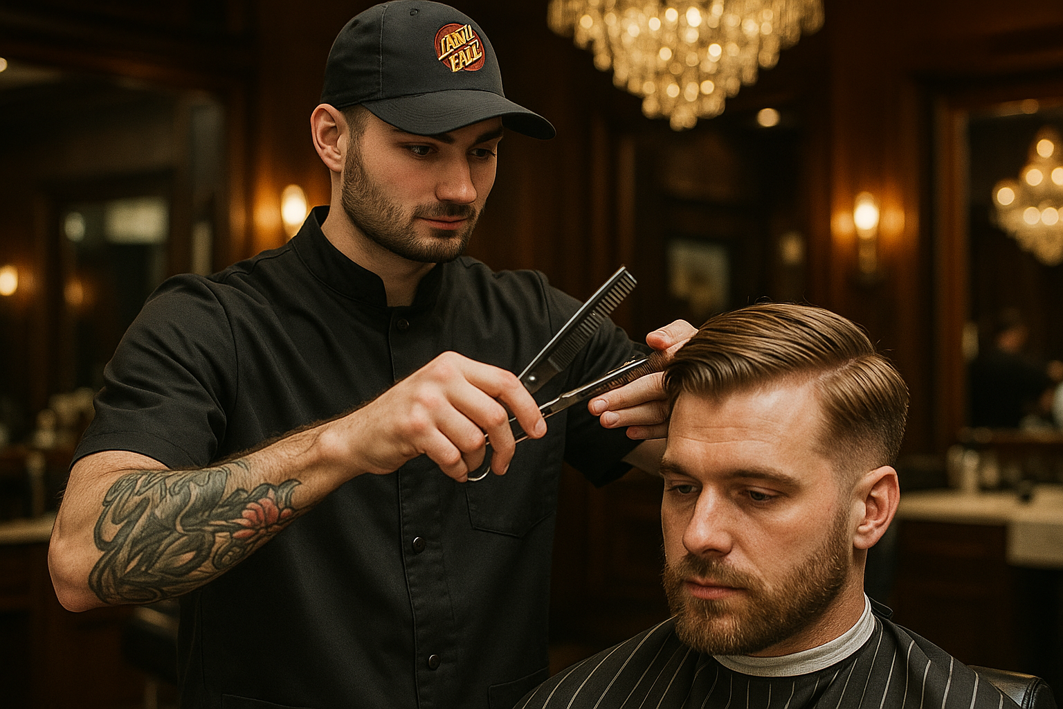 Professional barber at work at Lewi Cutz